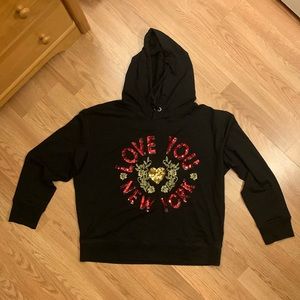 NY&Co Lightweight Oversized Hoodie Sequin Front